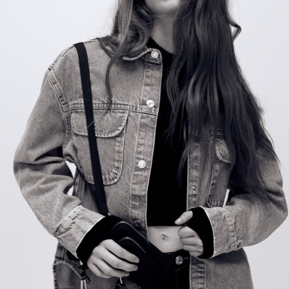 Zara Grey oversized denim jean jacket
shacket shirt overshirt cargo jacket - Picture 7 of 7